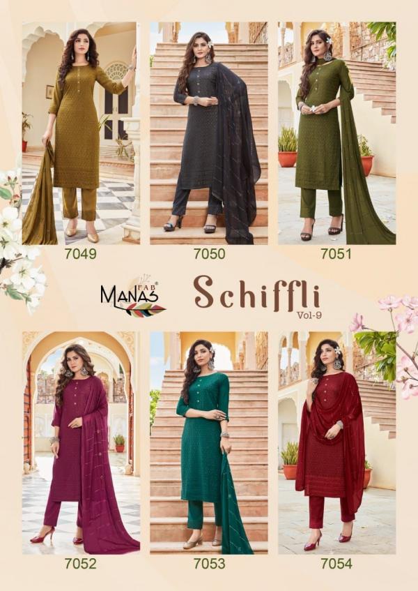 Manas Schiffli Vol 9 Rayon Designer Eork Readymade Suit